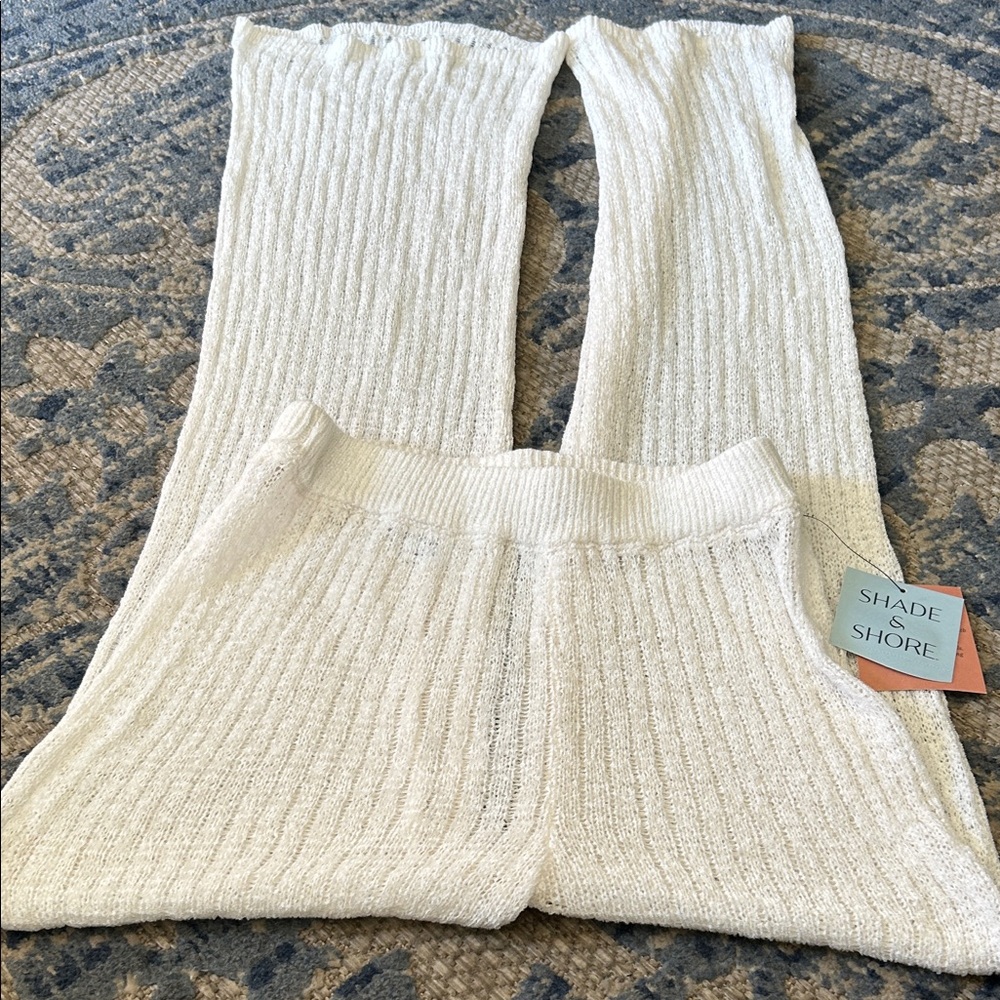 Shade & Shore Ivory Ribbed Knit Lounge Pants